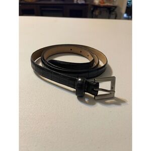 Skinny Belt Women XS/S Black Croc Embossed Faux Leather